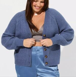 Torrid Blue Cardigan Sweater Size 3X